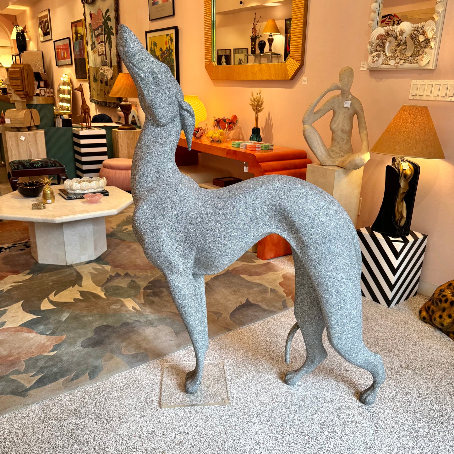 Vintage Large Pair of 1980’s Resin Dog Statues