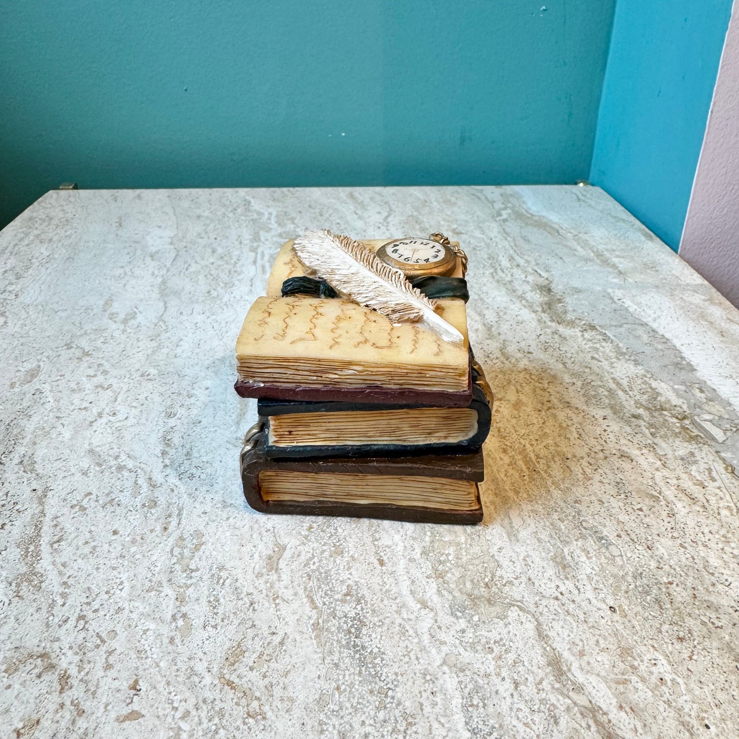 Vintage Ceramic Library Book Trinket Box