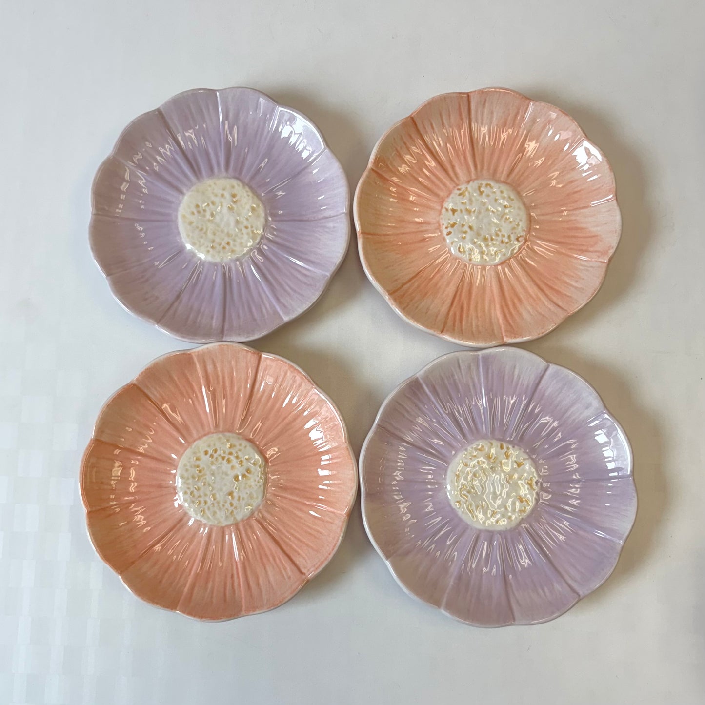 Vintage 8 Piece Set of Flower Cups and Saucers by Roscher & Co.