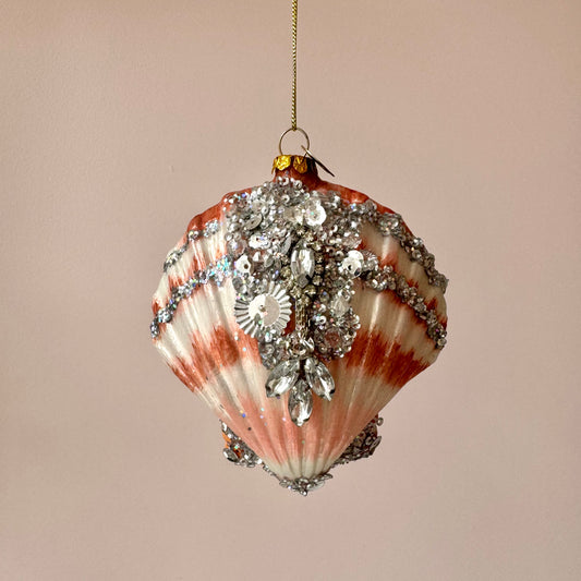 Sparkling Shell Glass Ornament