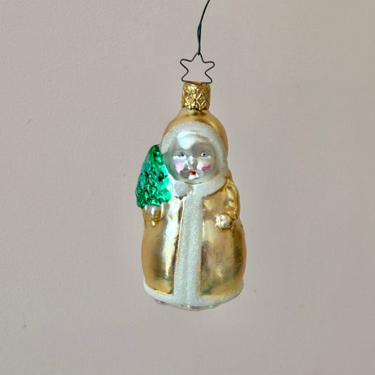 Vintage Gold Girl With Tree Ornament by Inge-Glass Germany