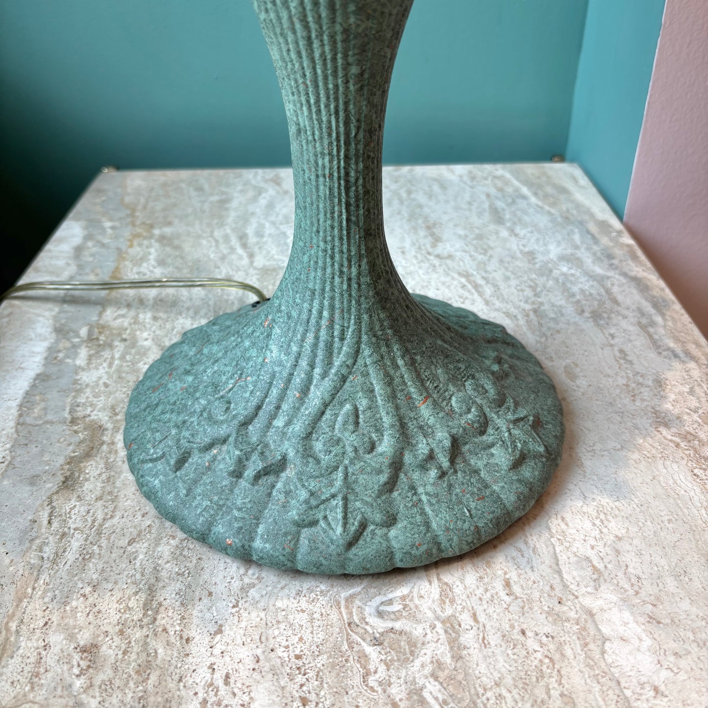 Vintage Tiffany Style Hand Painted Floral Glass Lamp
