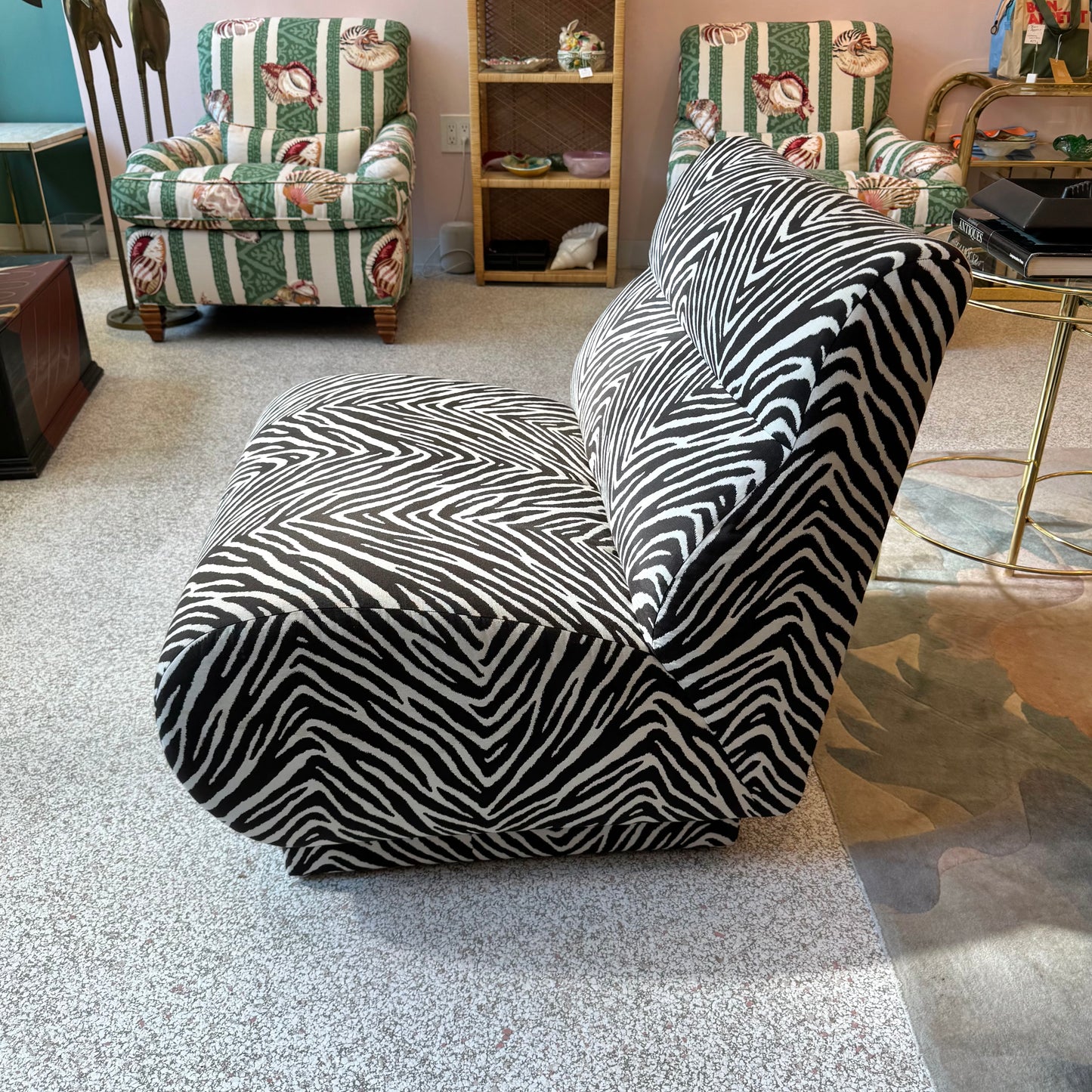 Vintage Zebra Modular Sectional Sofa/Slipper Chair Sold Per Piece