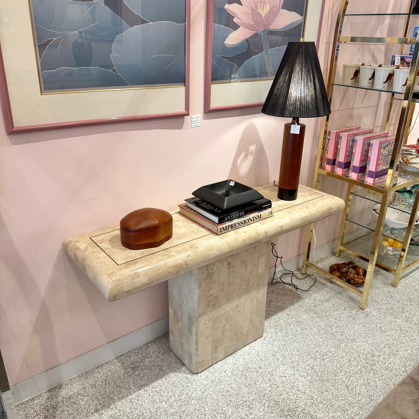 Vintage Maitland Smith Style Tessellated Stone Console Table
