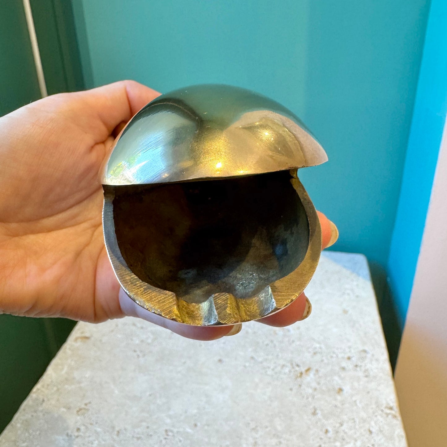 Vintage MCM Brass Whale Open Mouth Ashtray