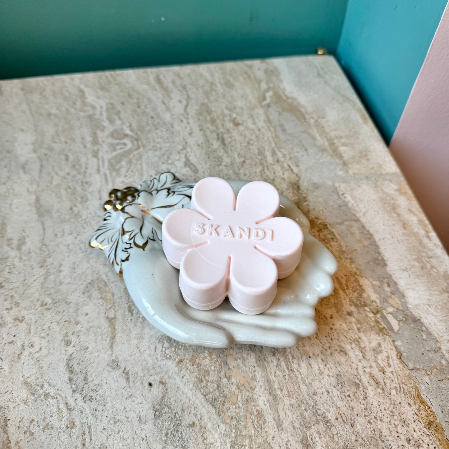 Vintage Ceramic and Gold Leaf Hands Ring/Soap Dish