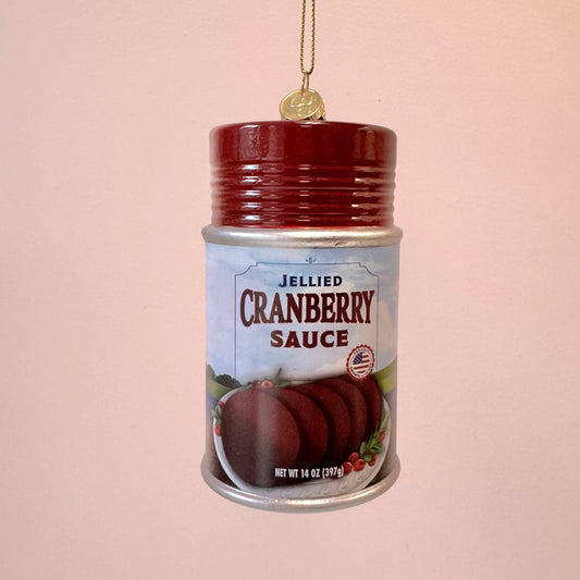 Jellied Cranberry Sauce Can Glass Ornament