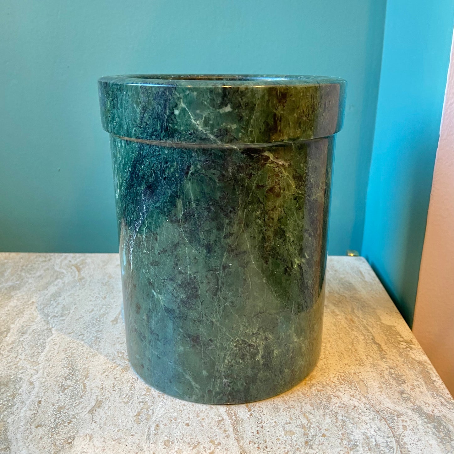 Vintage Green Marble Utensil Holder