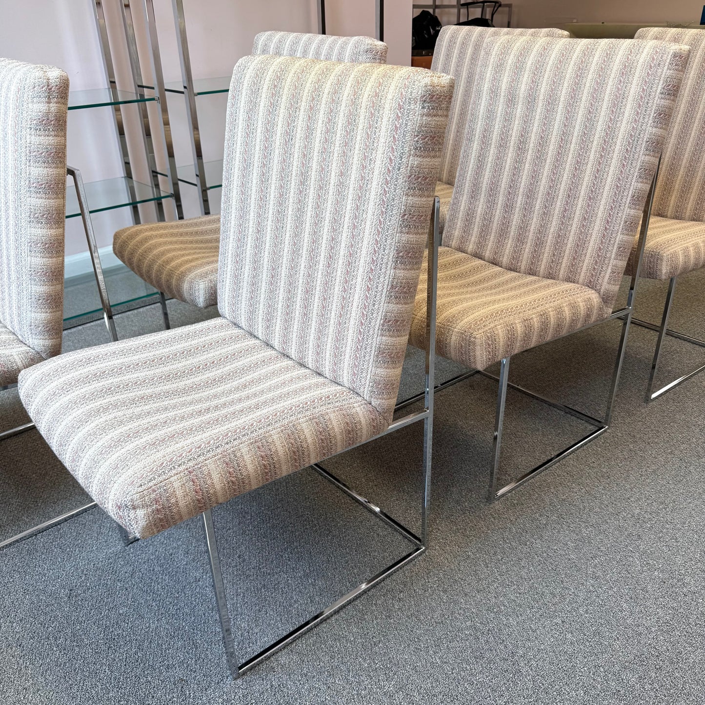 Vintage 1970's Set of 6 Dining Chairs by Milo Baughman for Thayer Coggin