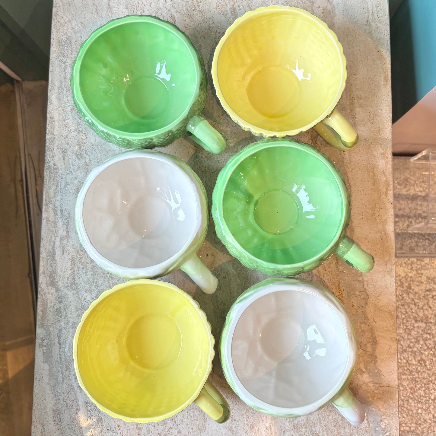Vintage Set of 6 Large Ceramic Vegetable Mugs