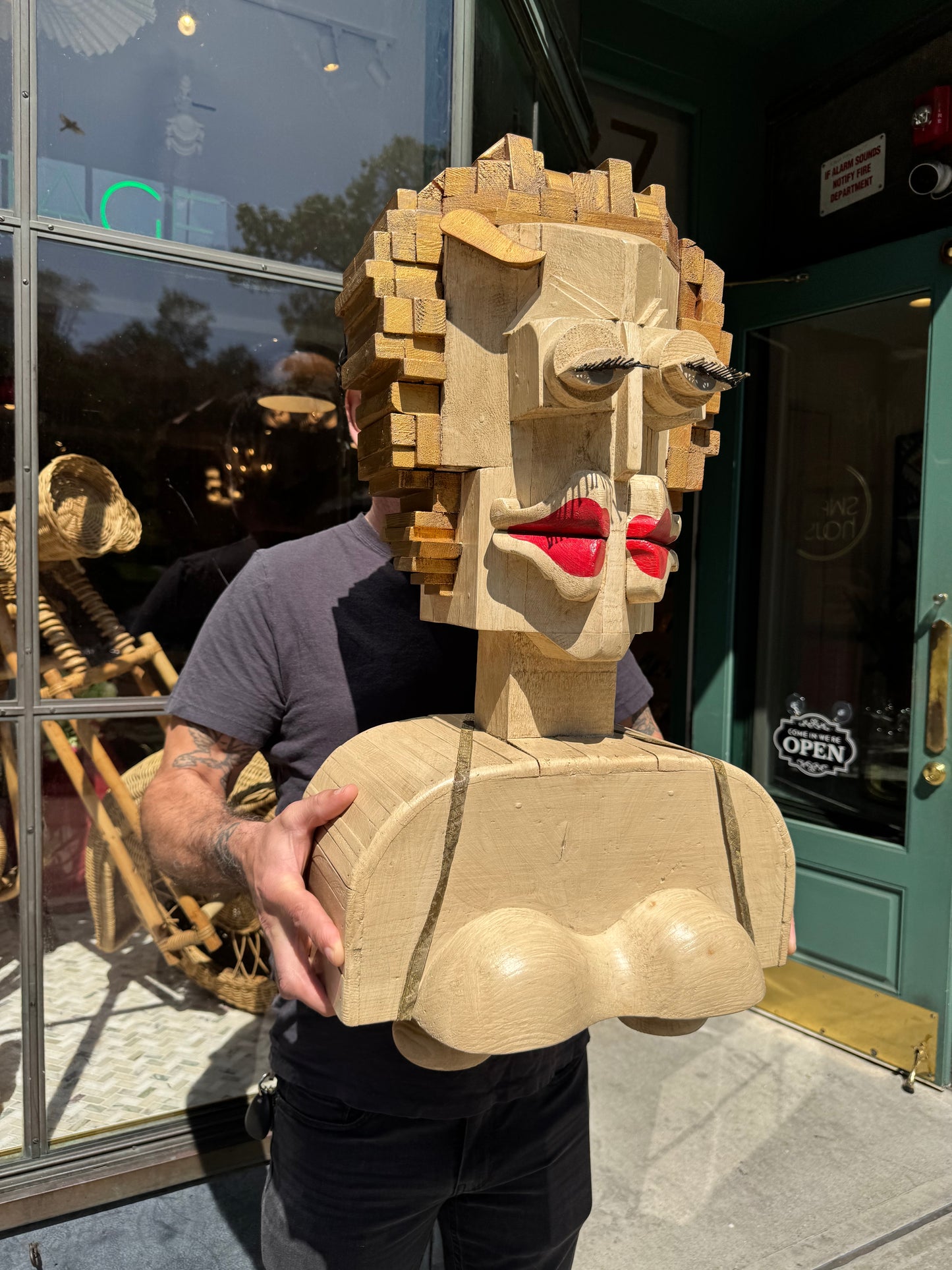Vintage Marilyn Monroe Wooden Sculpture Part of the 'Hero Heads' Series by Martin Miller