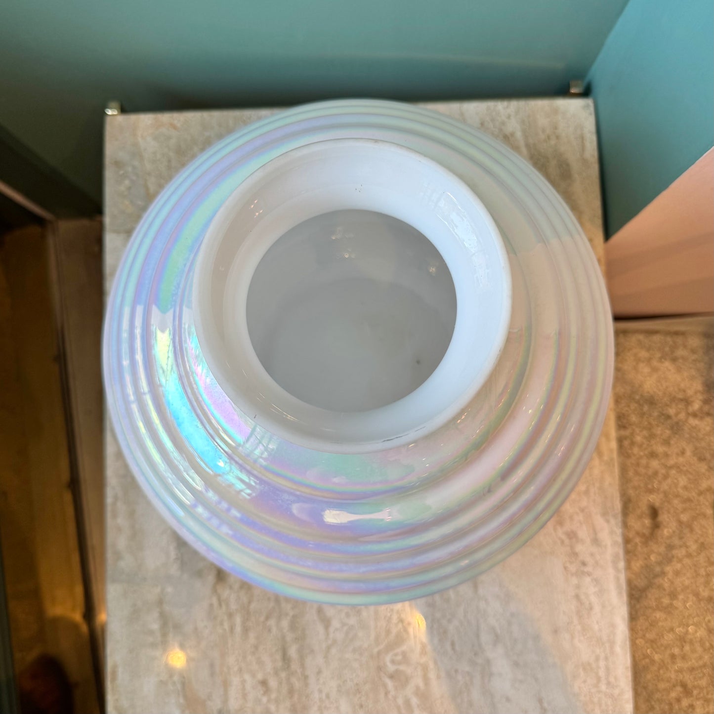 Vintage Opalescent Ribbed Glass Vase