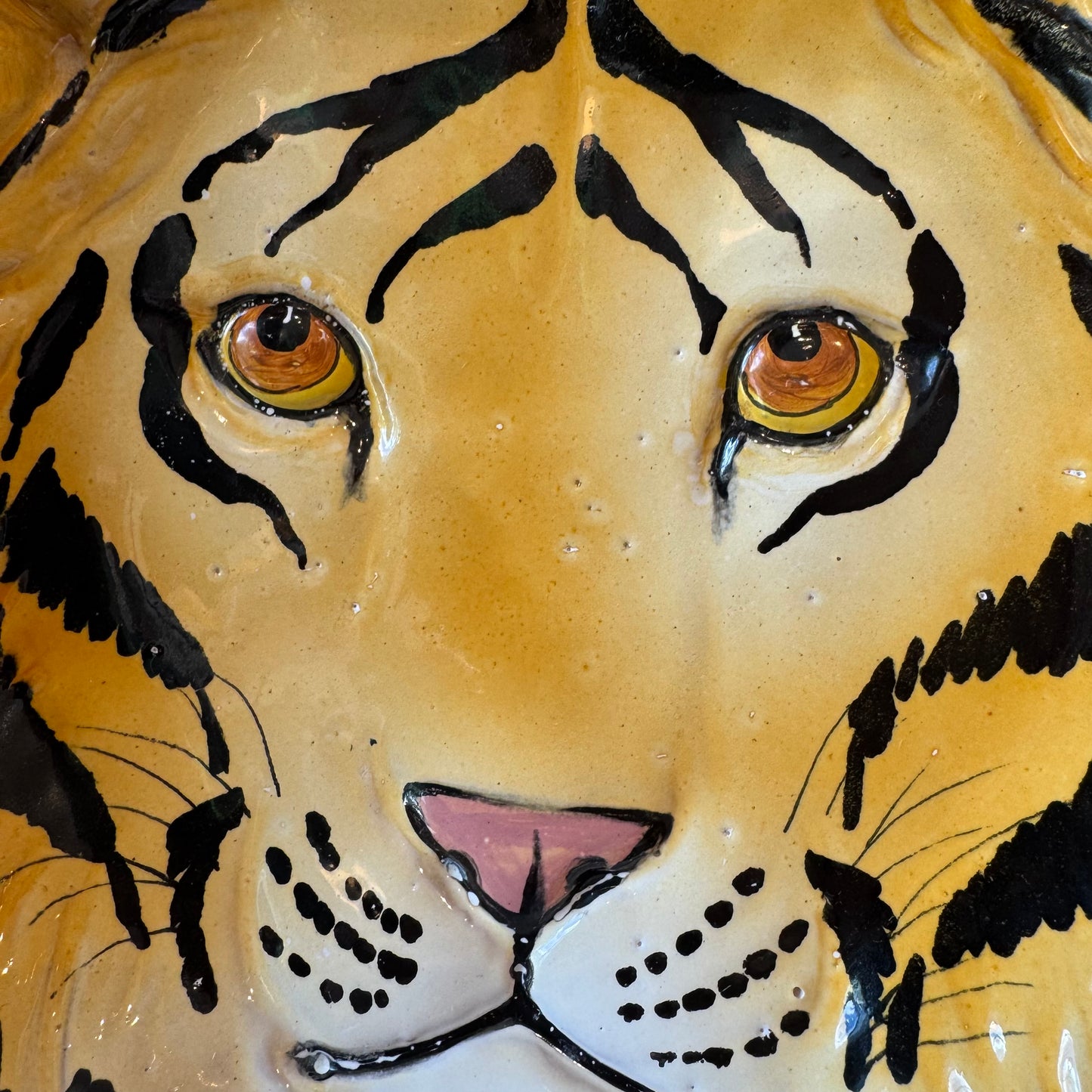 Vintage Italian Terracotta Tiger Head Bowl