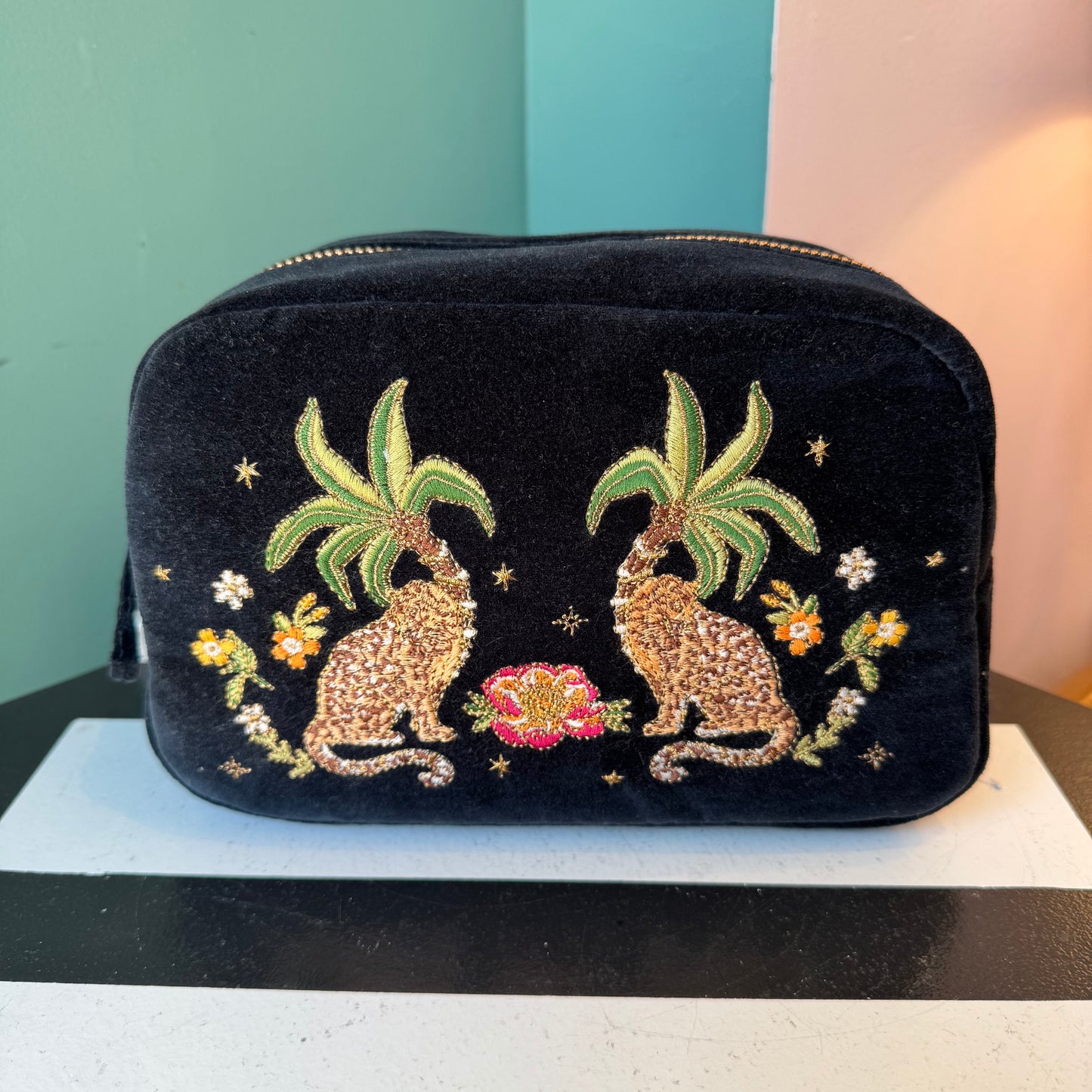Tropical Jaguar Makeup Bag by Elizabeth Scarlett