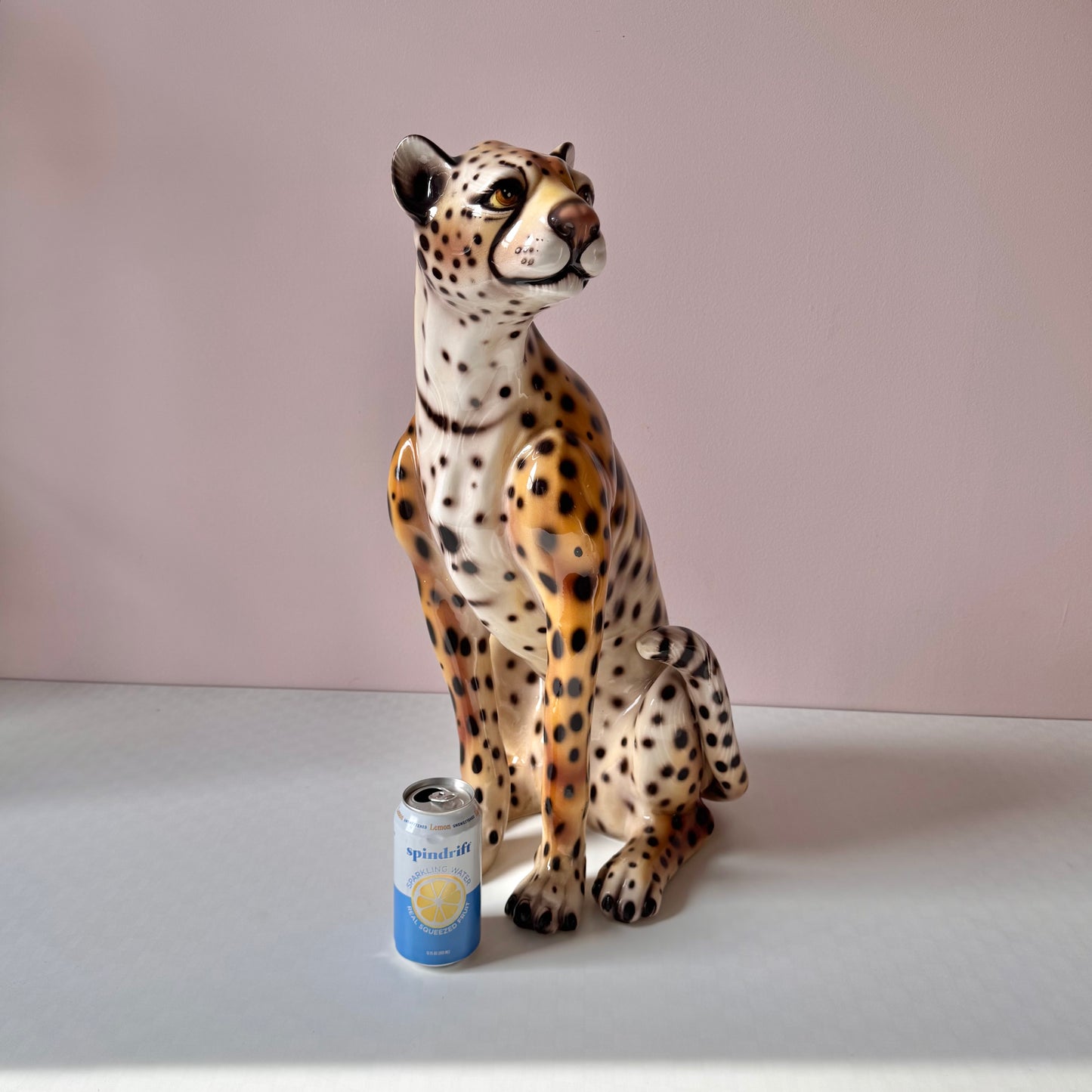 Vintage Large Italian Porcelain Cheetah Statue