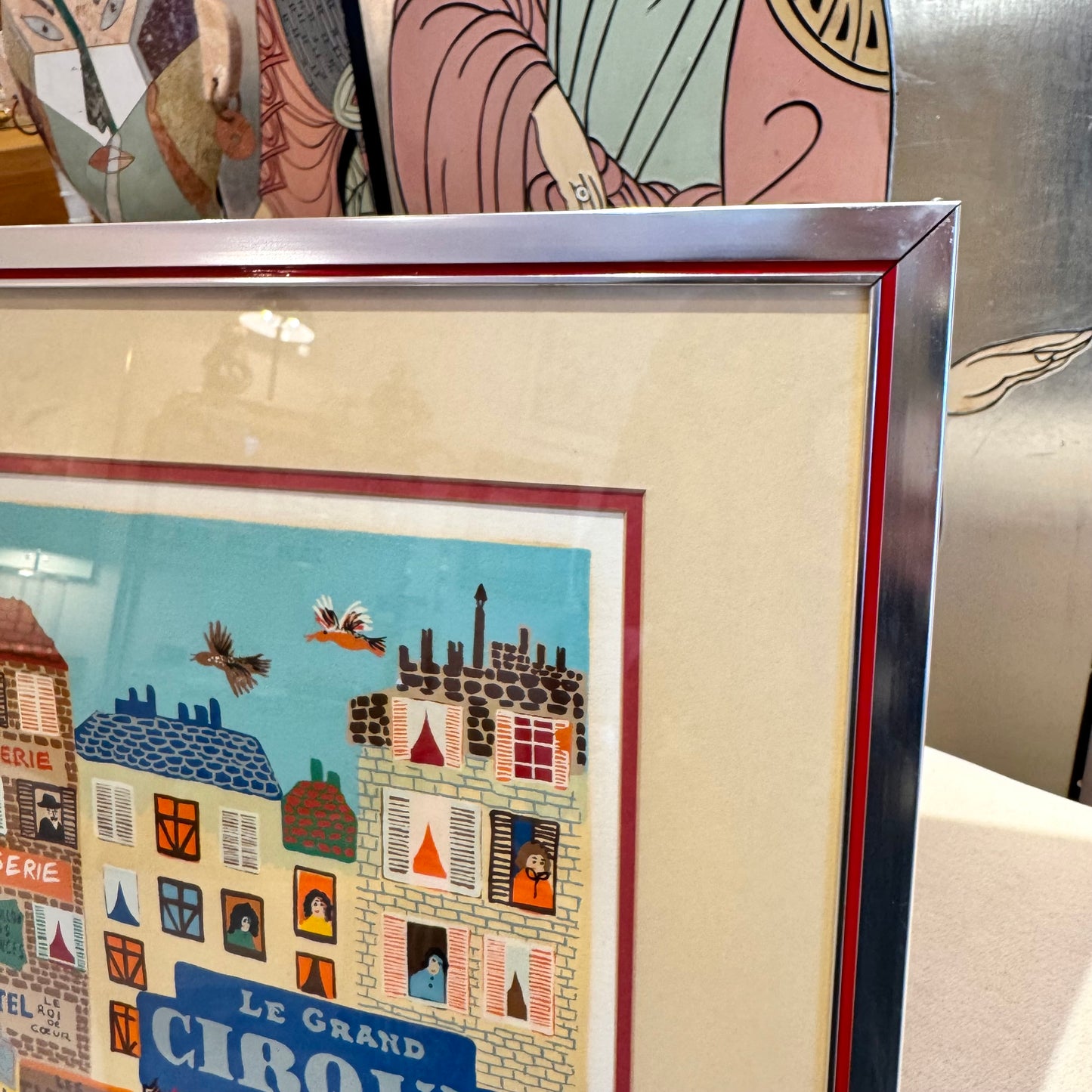 Framed Vintage ‘Park D’Amusement’ Limited Edition Serigraph by Claudine-Signed/Numbered