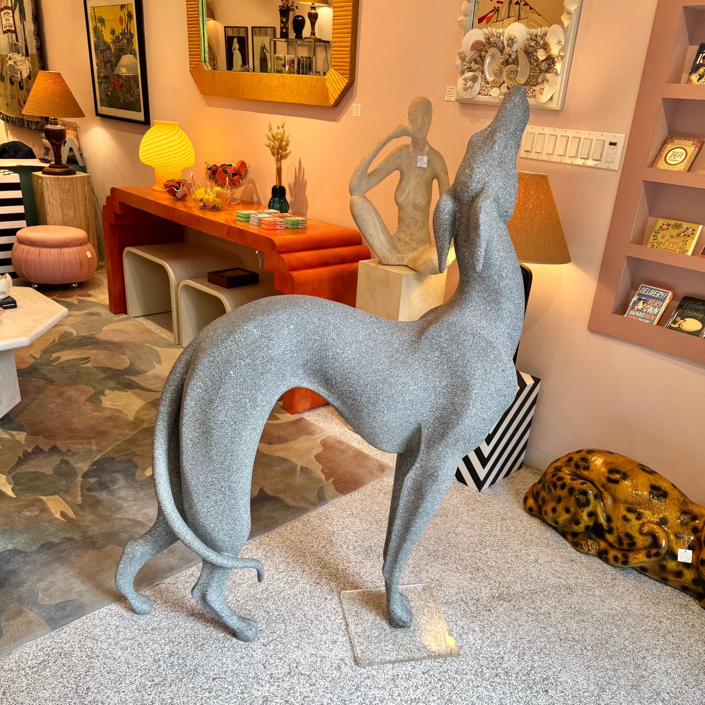 Vintage Large Pair of 1980’s Resin Dog Statues