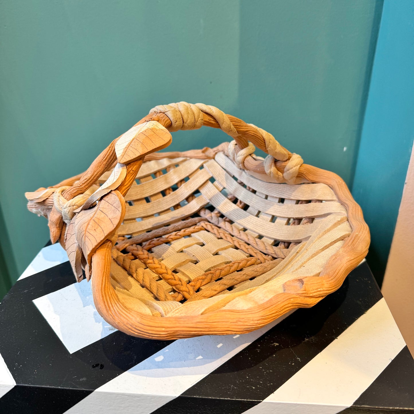Vintage Woven Ceramic Decorative Basket