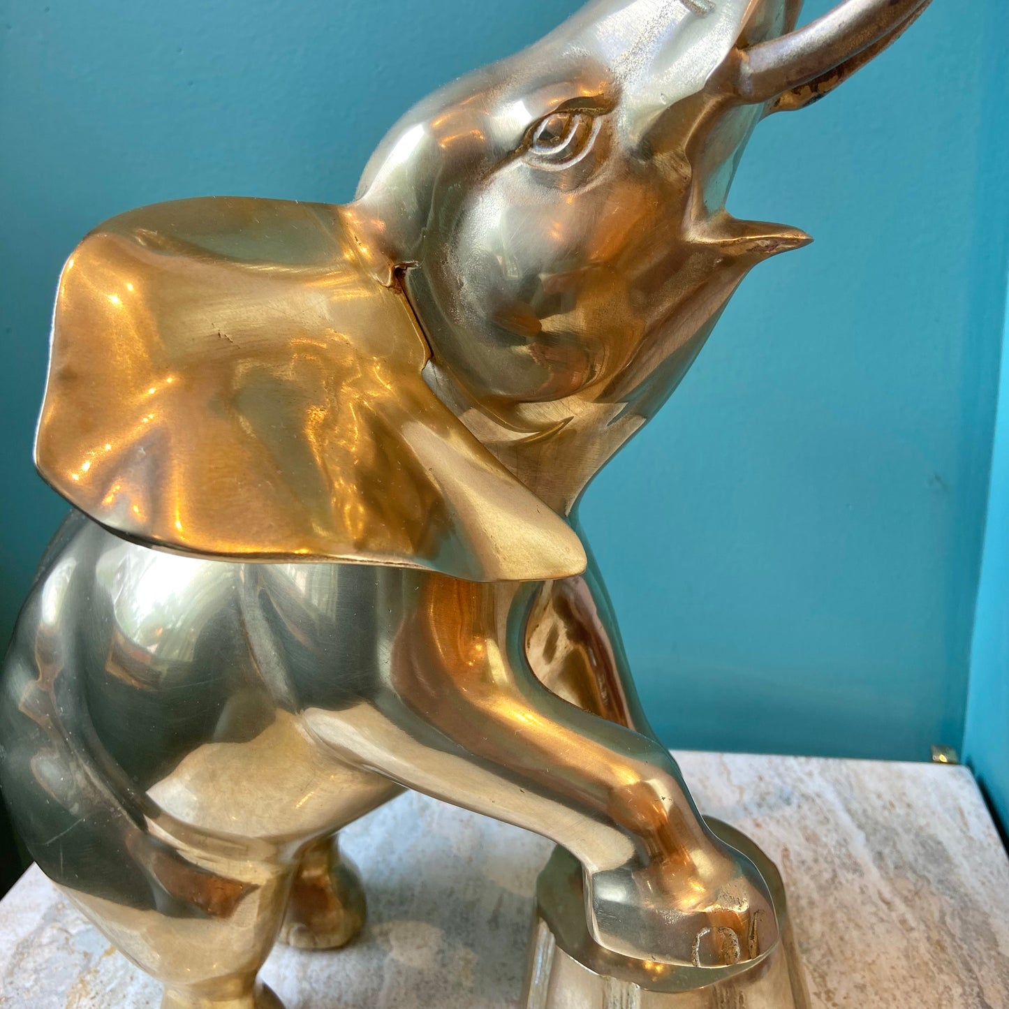 Large Vintage Brass Circus Elephant Statue