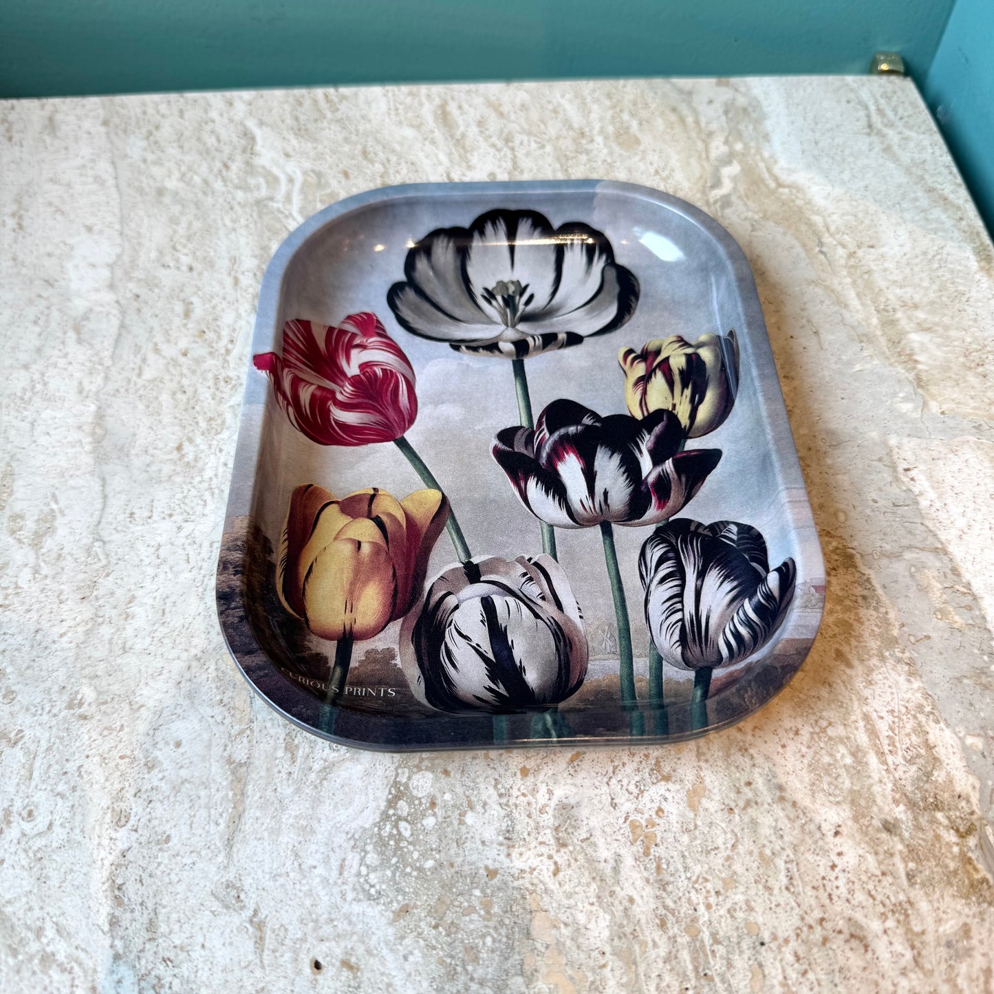 Metal Botanical Tulip Trinket Tray