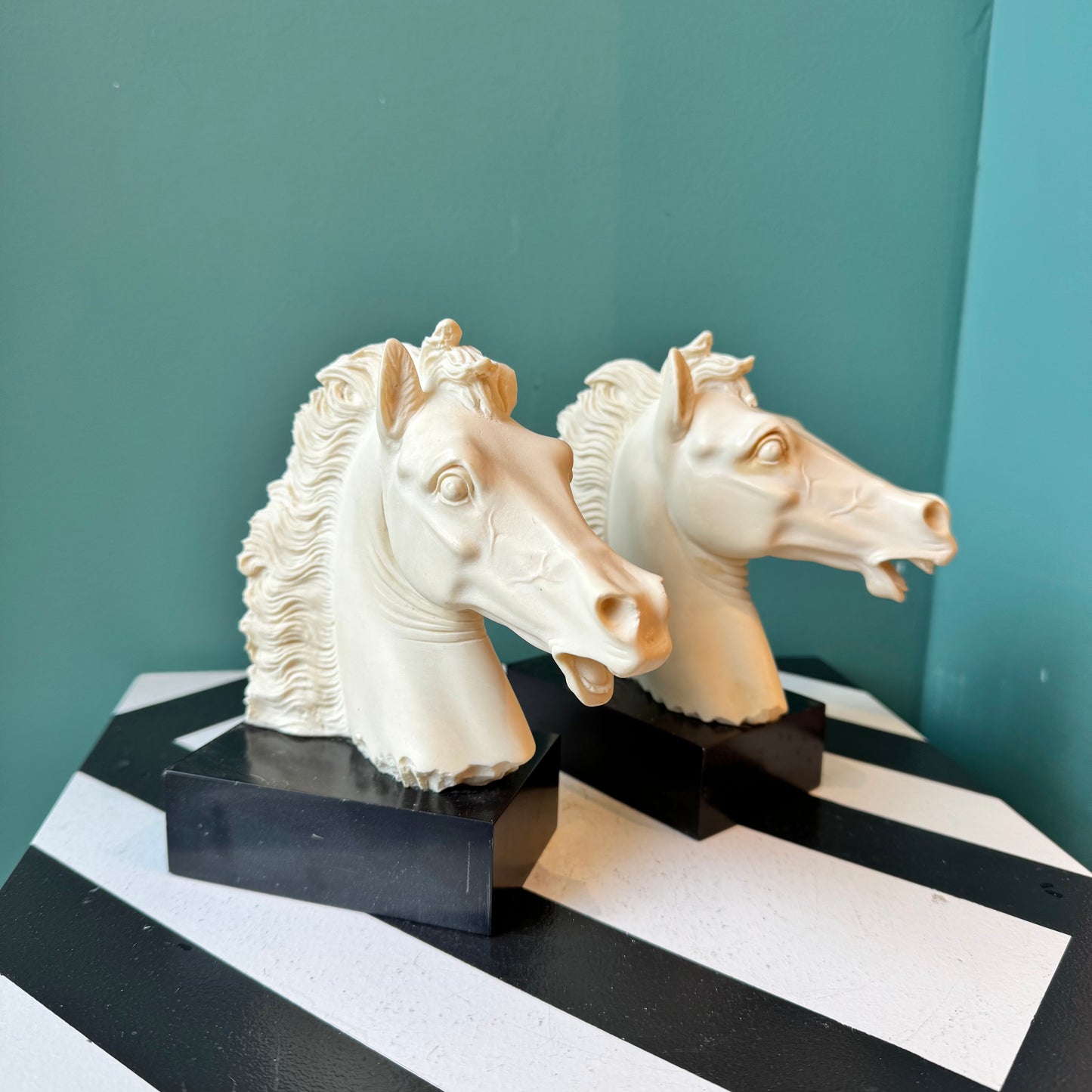 Pair of Vintage Resin Italian Horse Head Bookends