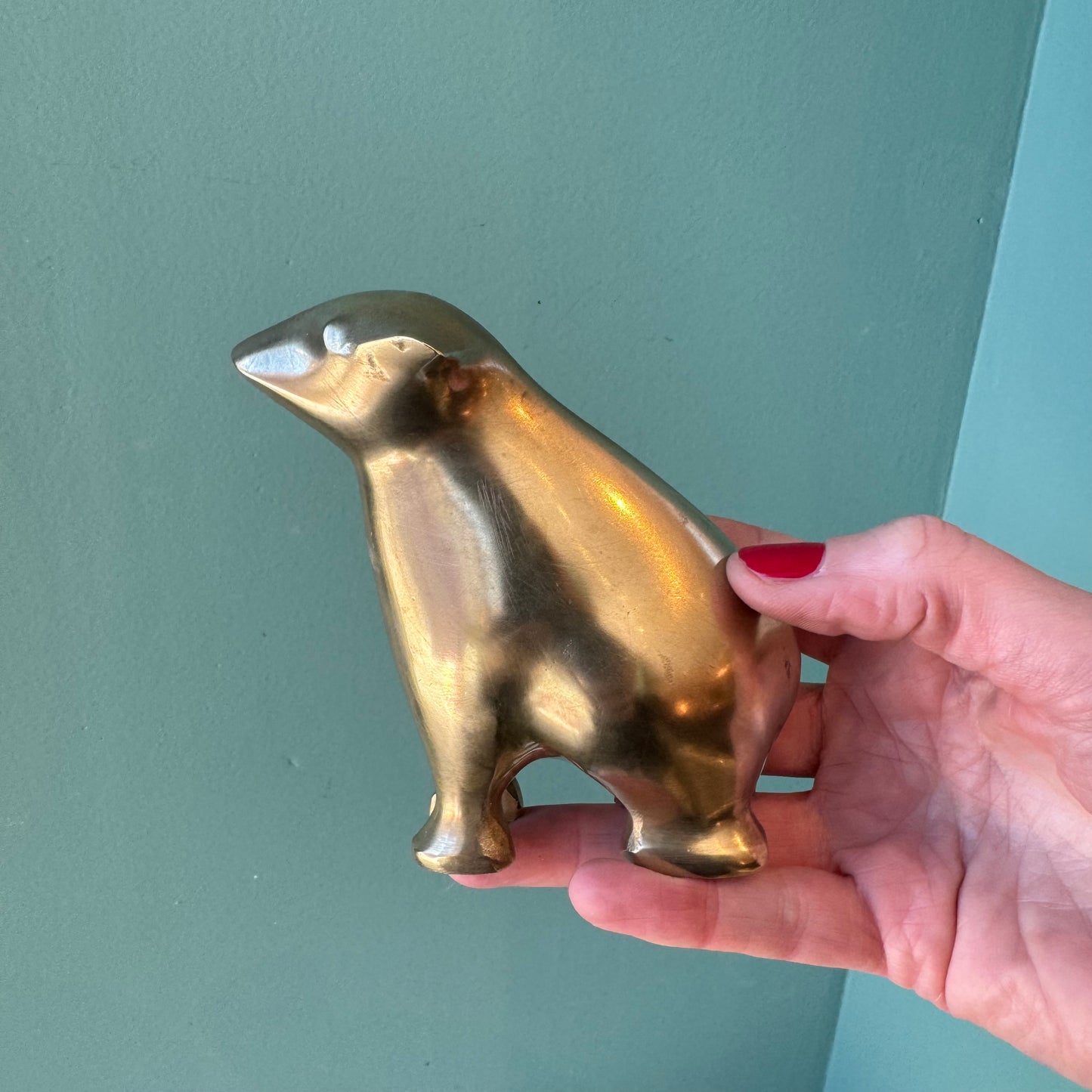 Vintage Brass Polar Bear Figurine