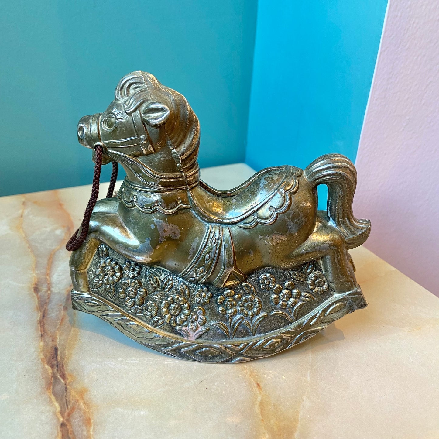 Vintage Metal Rocking Horse Figurine