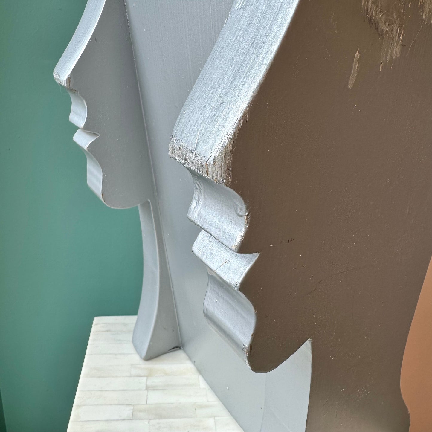 Vintage Wooden Face Profile Umbrella Holder