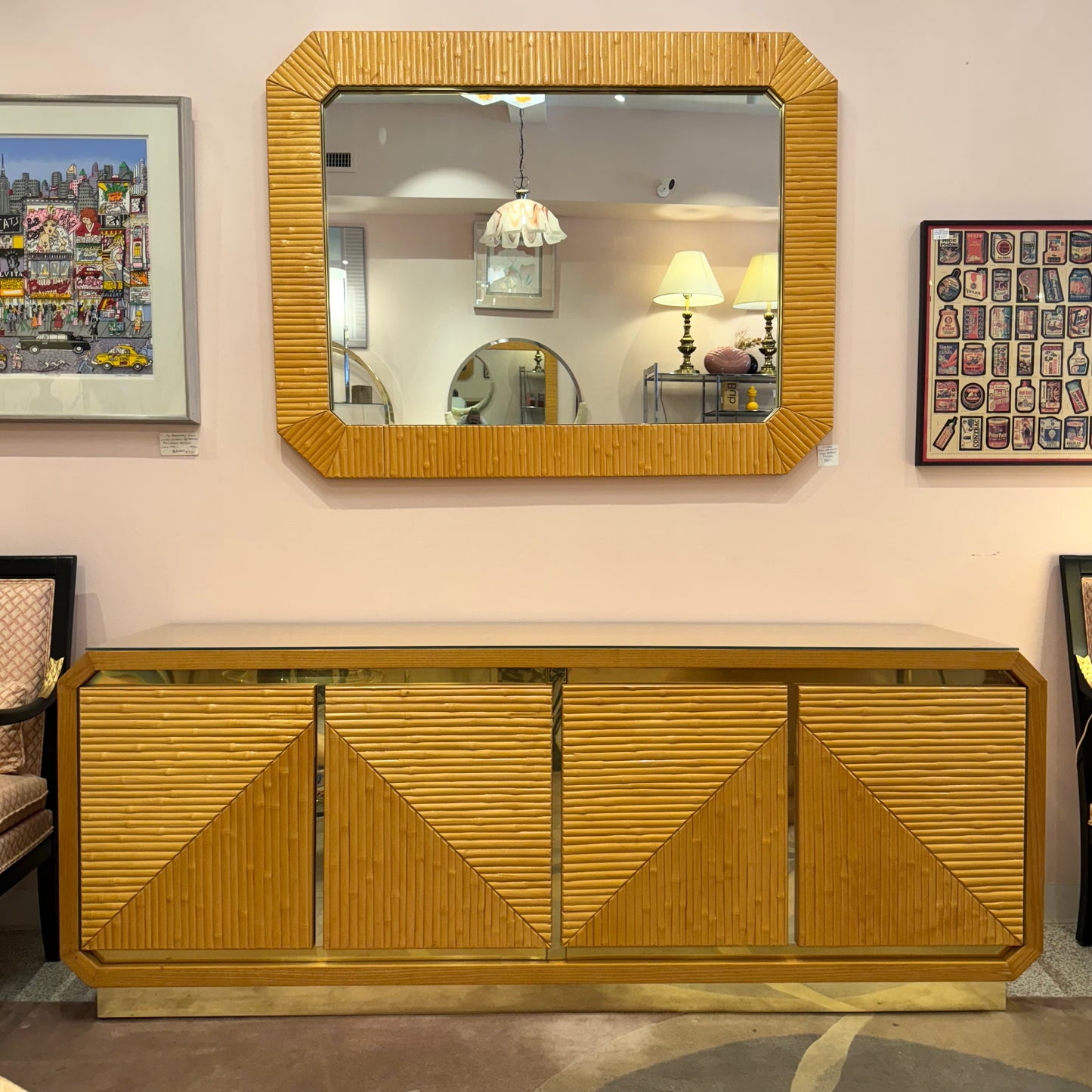 Vintage Karl Springer Style Bamboo Mirror