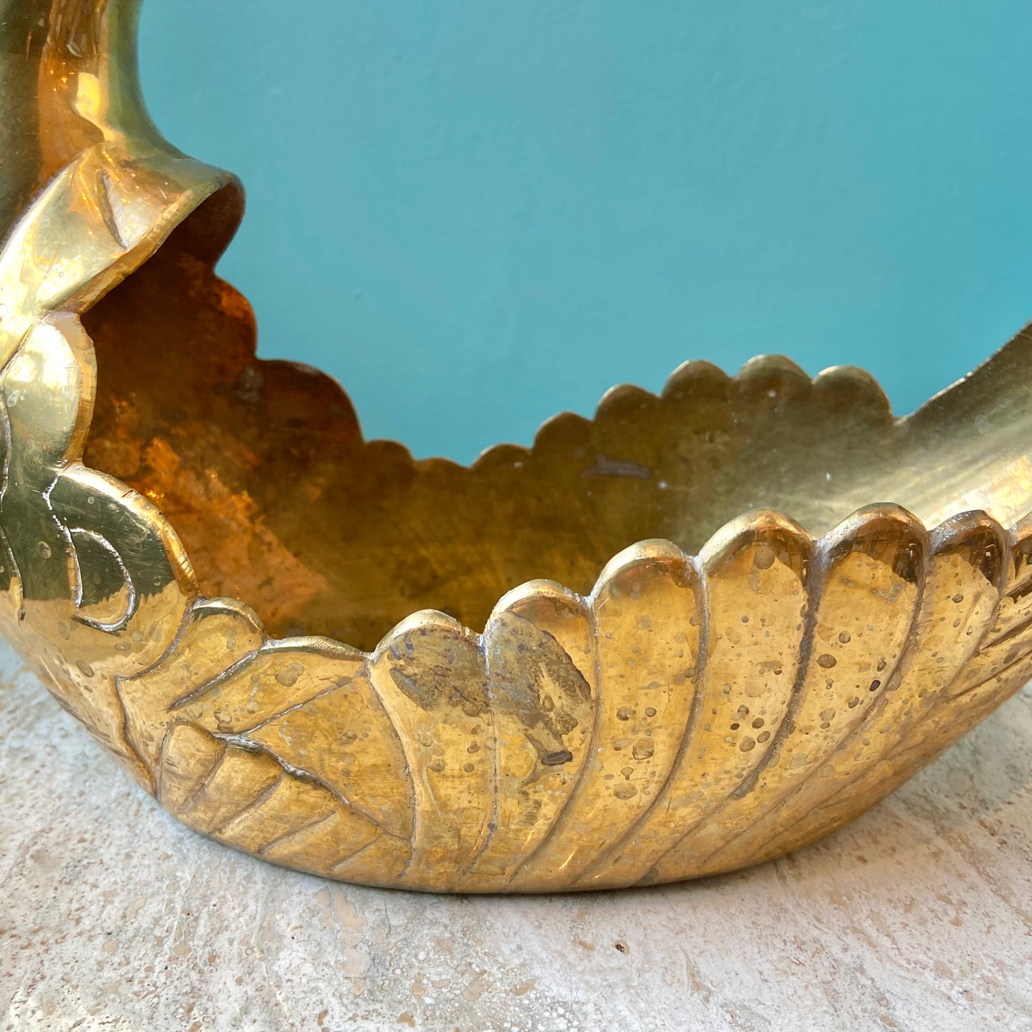 Vintage Brass Swan Planter