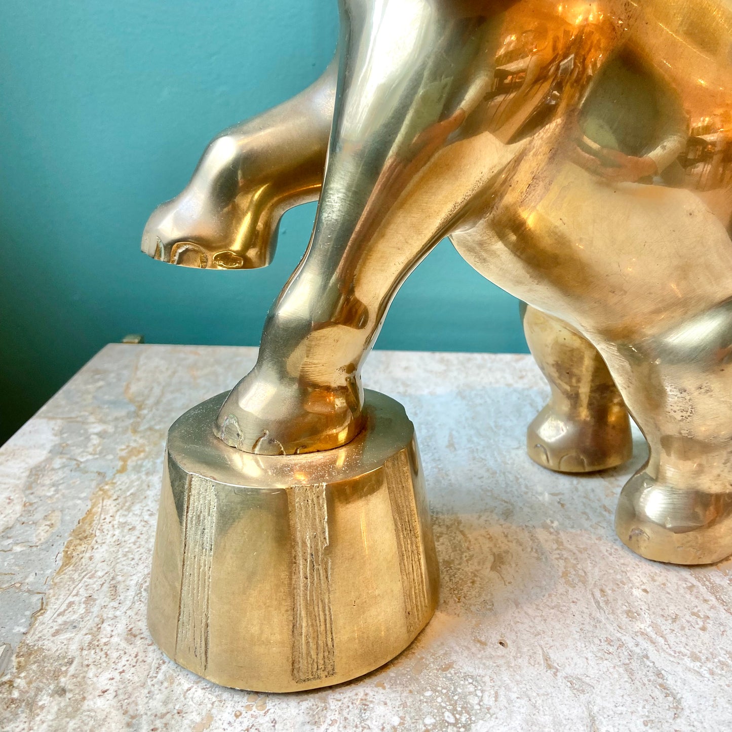 Large Vintage Brass Circus Elephant Statue