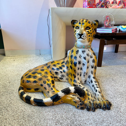 Extra Large Vintage Resting Cheetah Statue