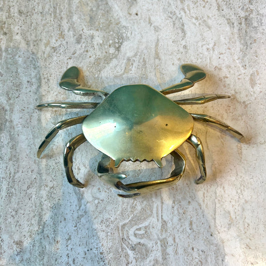 Vintage Brass Crab Ashtray