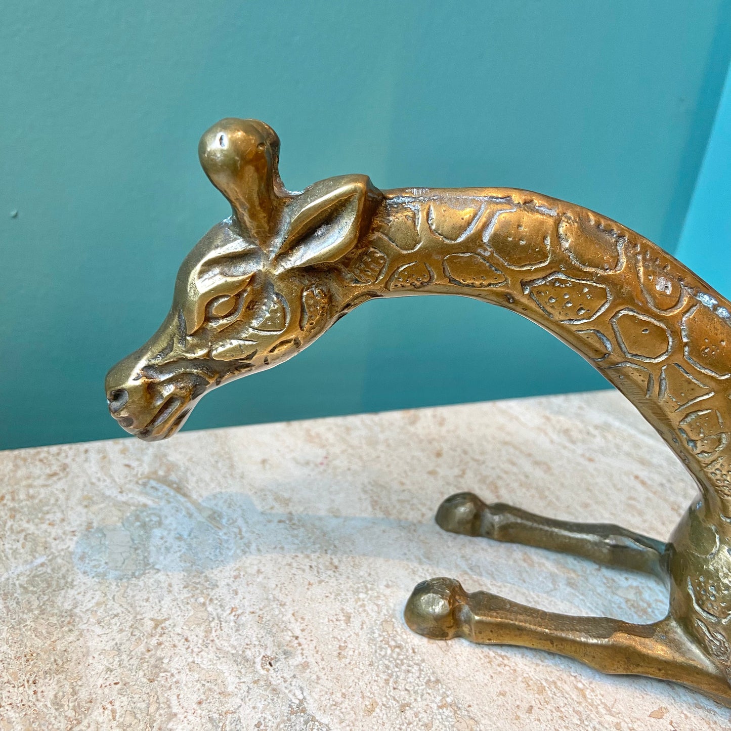 Vintage Brass Sitting Giraffe Statue