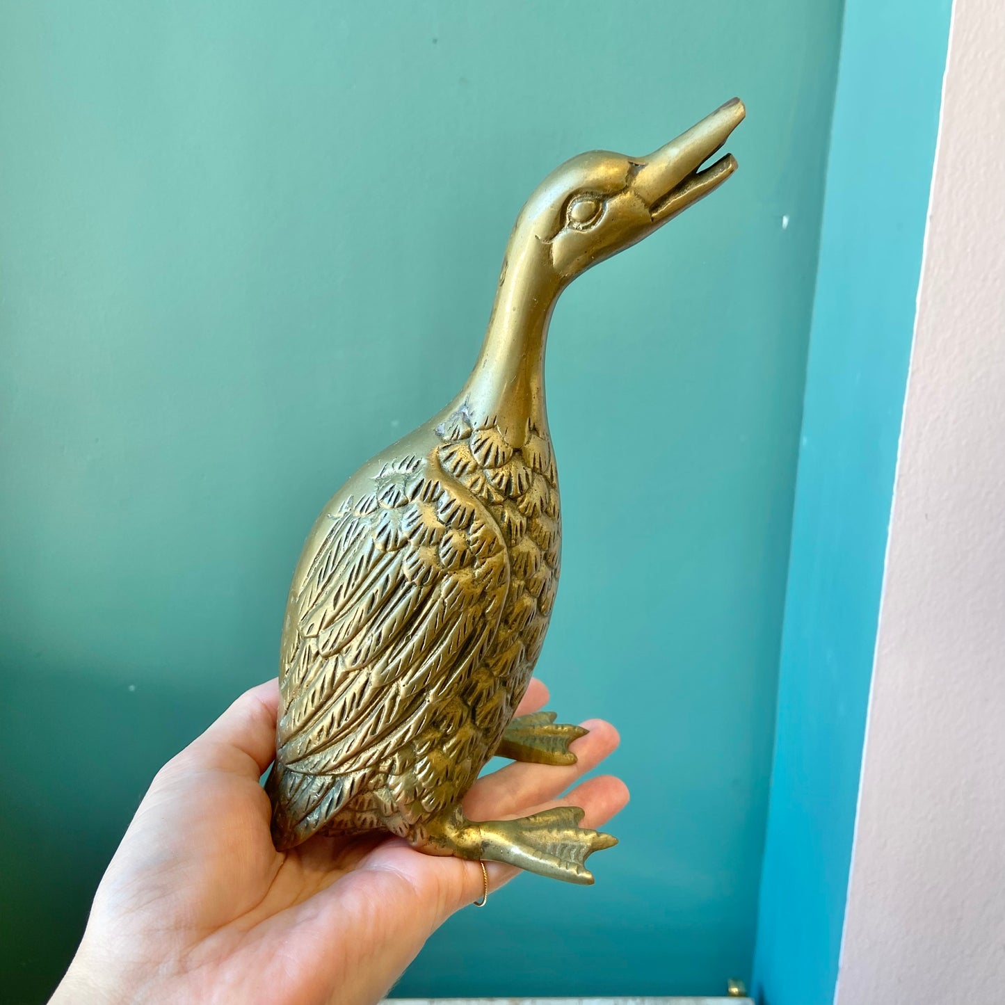 Vintage Brass Duck Figurine