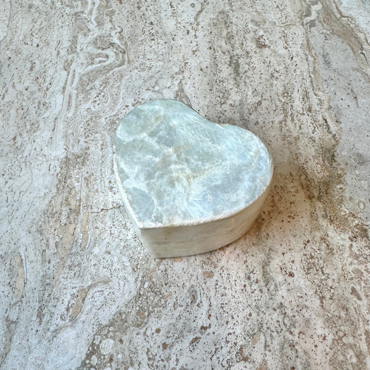 Vintage Capiz Shell Heart Trinket Box