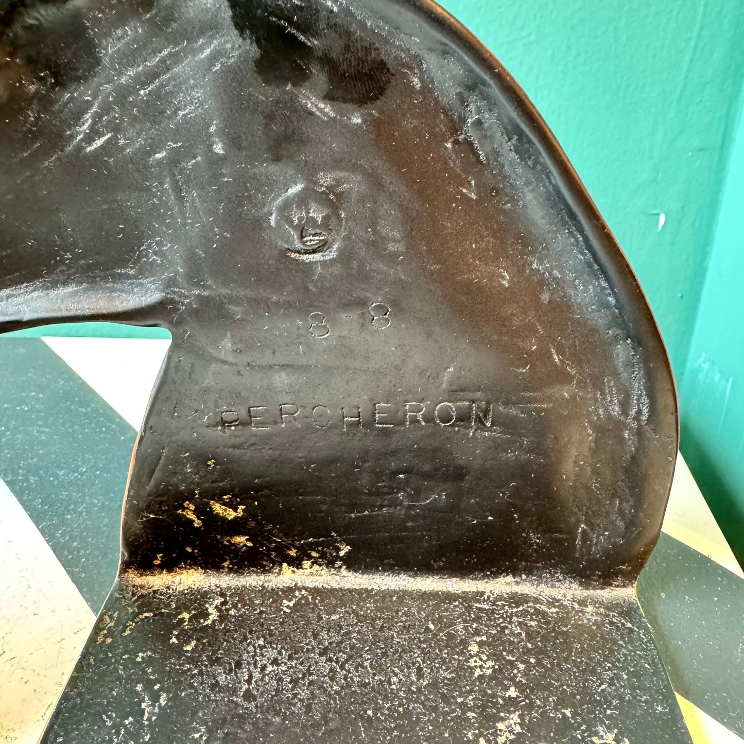 Pair of Vintage Brass Horse Head Bookends by Virginia Metalcrafters