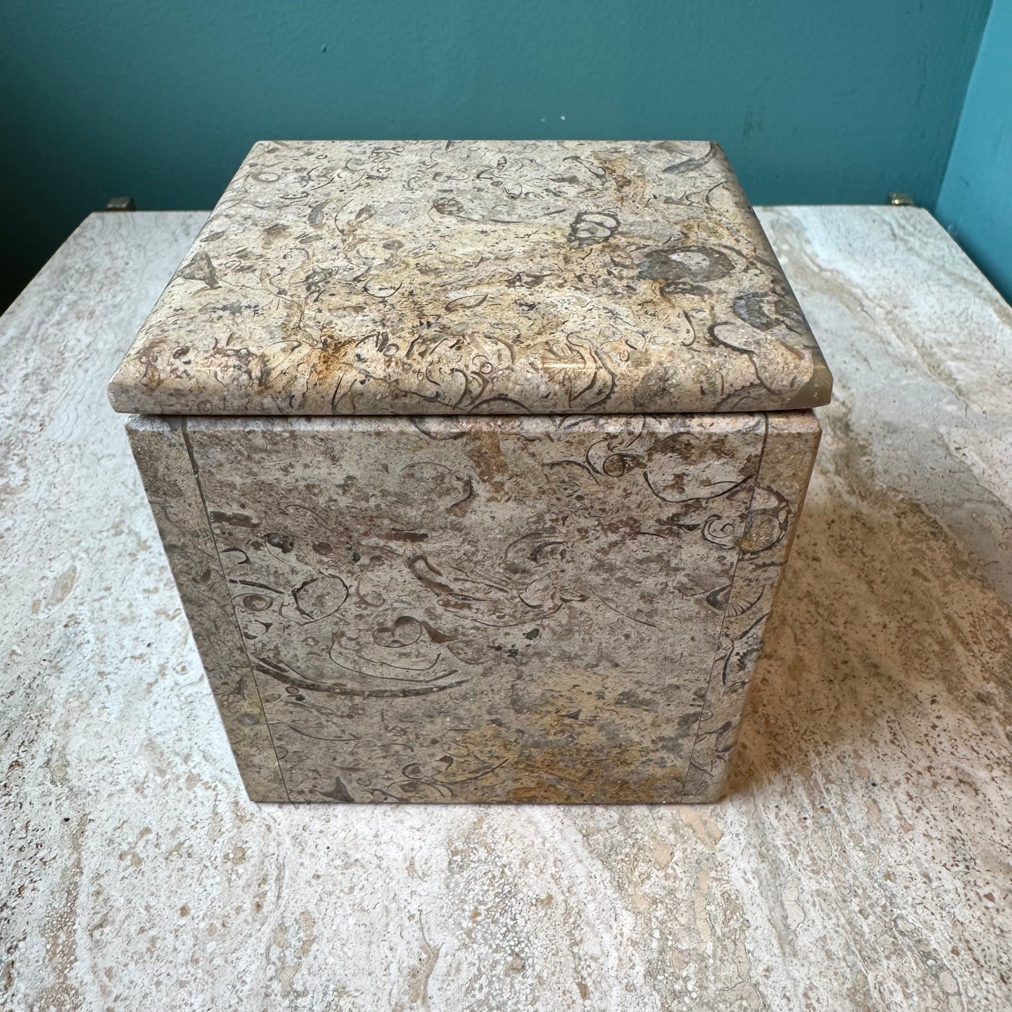 Vintage Fossil Stone Storage Box