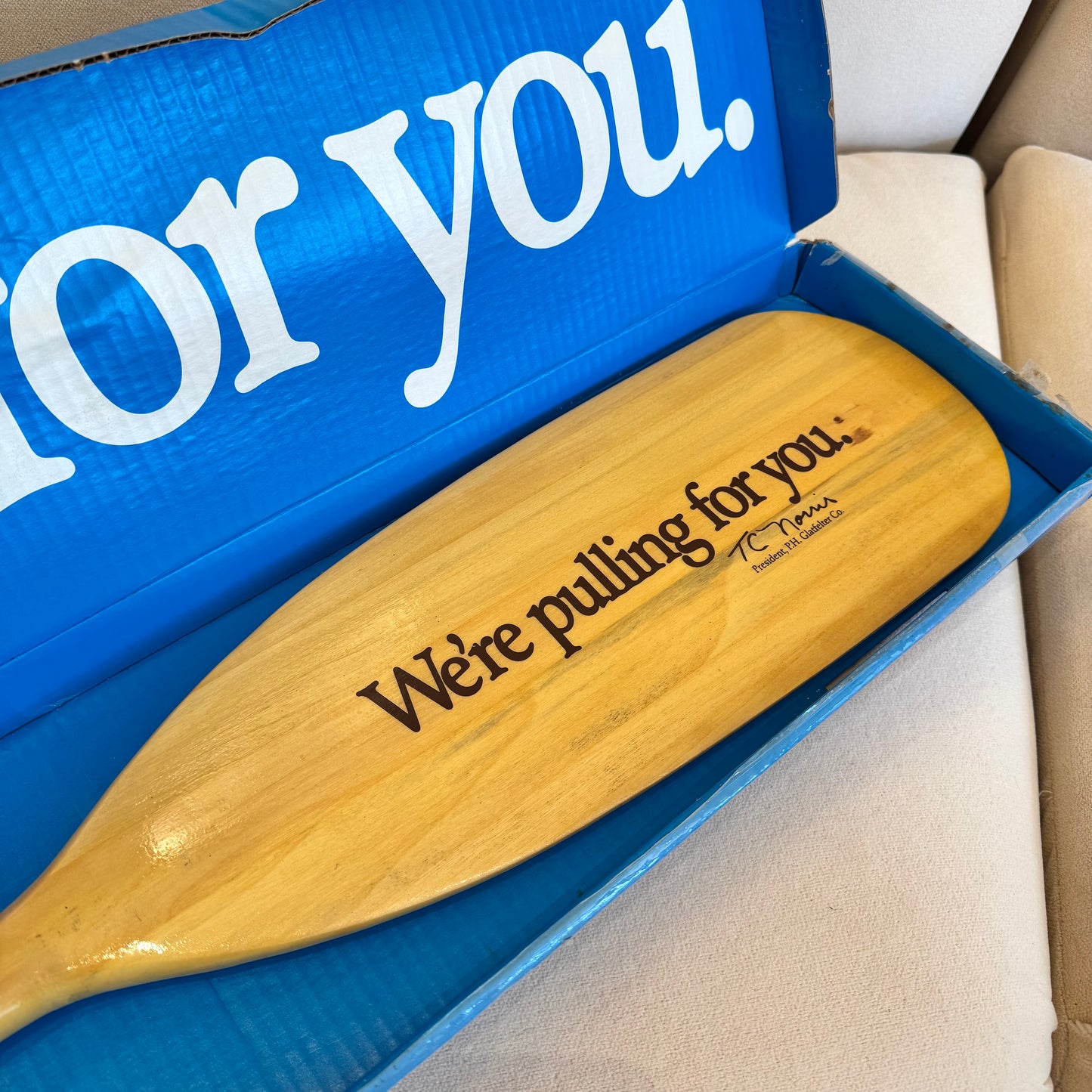 Vintage Advertising 'We're Pulling for you' Paddle Prototype