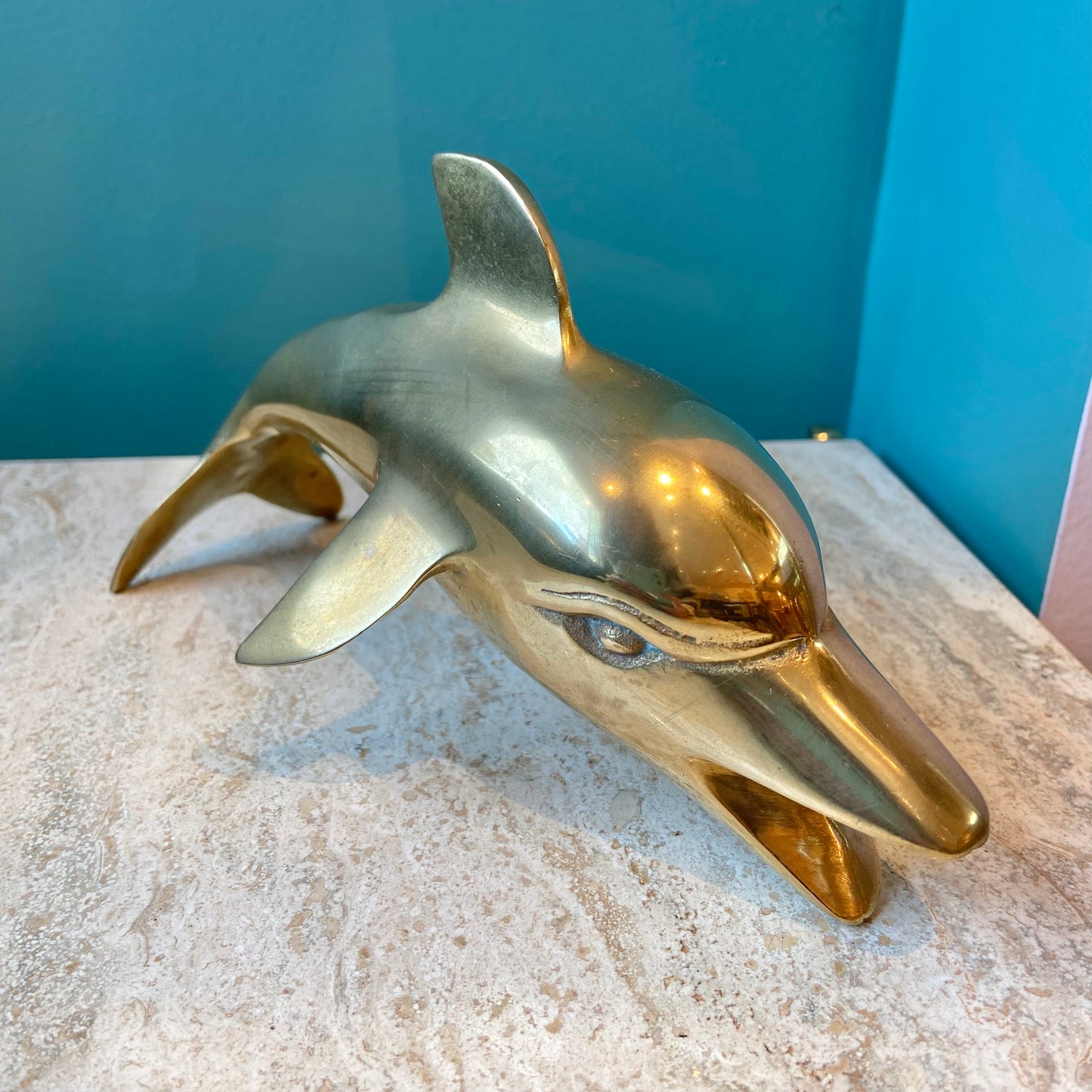 Vintage Brass Dolphin Figurine 7.5”