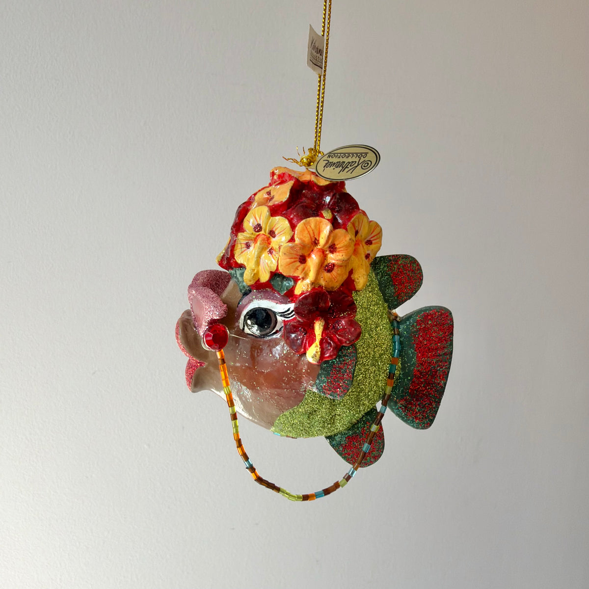 Vintage Katherine's Collection Carmen Miranda Kissing Fish Ornament
