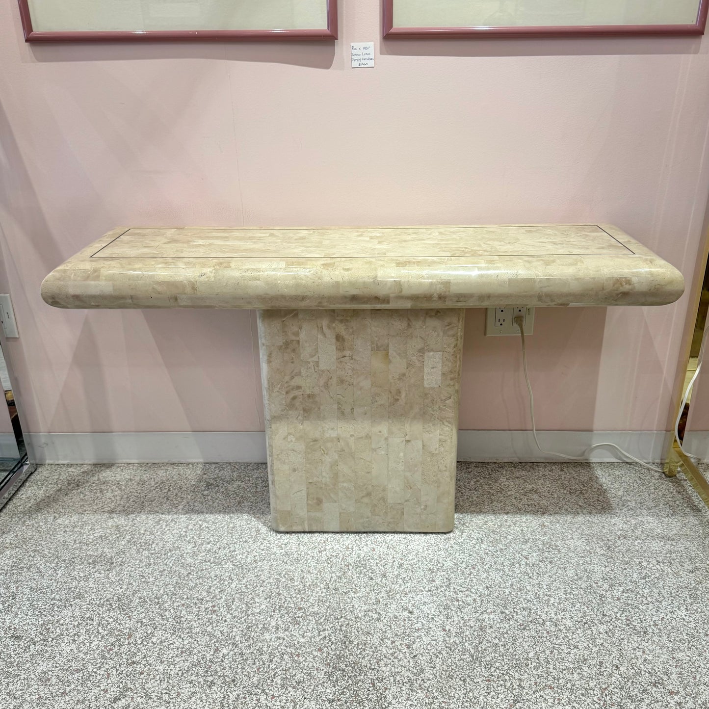 Vintage Maitland Smith Style Tessellated Stone Console Table