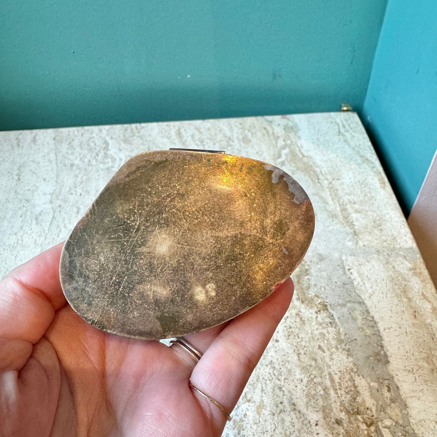 Vintage Brass Clam Shell Trinket Box 3"