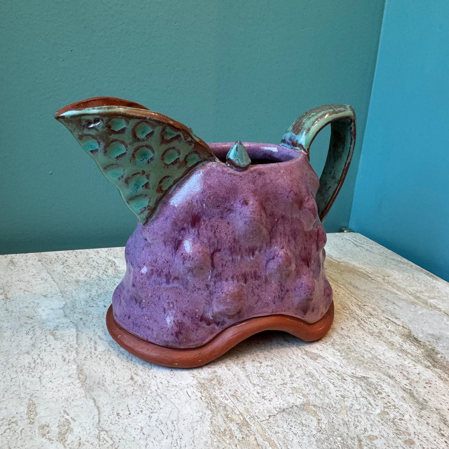 Small Vintage Studio Pottery Pitcher signed Flyn