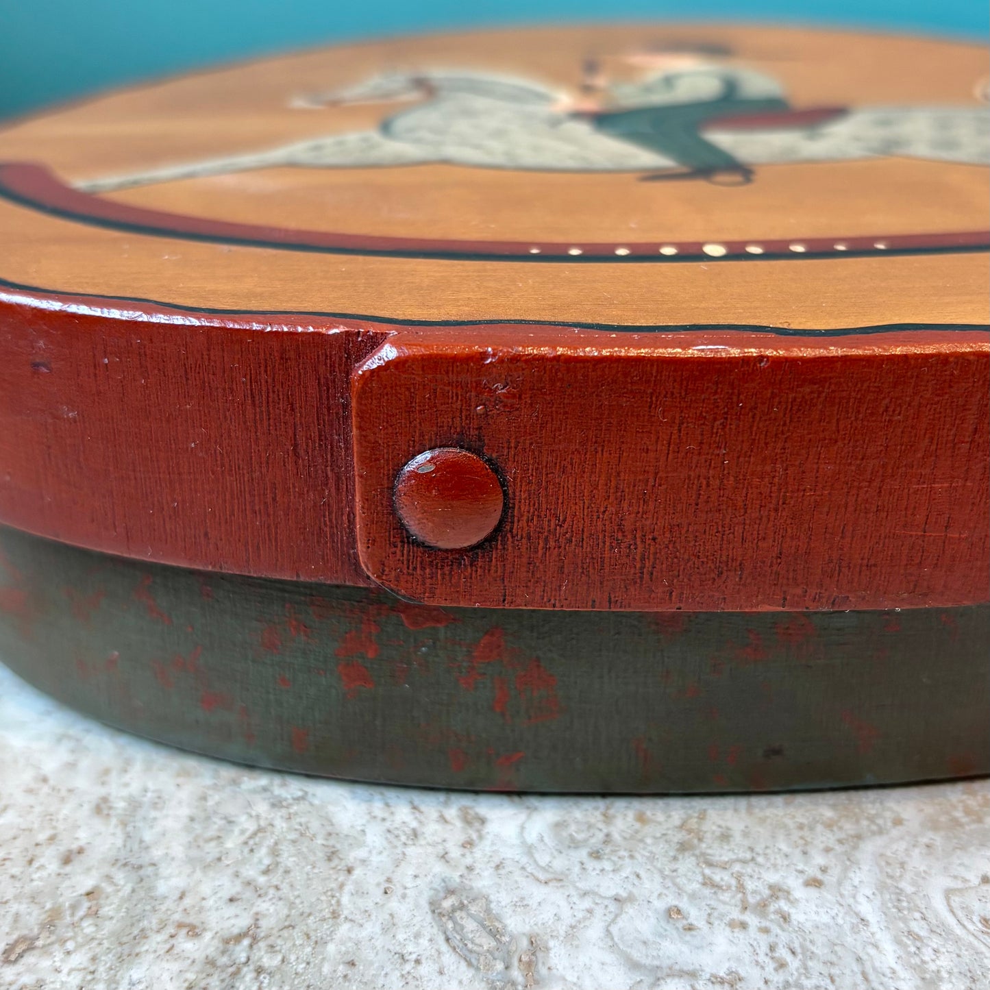 Vintage Folk Art Child on Rocking Horse Wooden Box by Regina Dodson