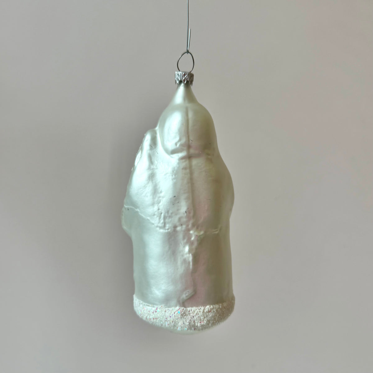 Vintage White Glass Santa Ornament