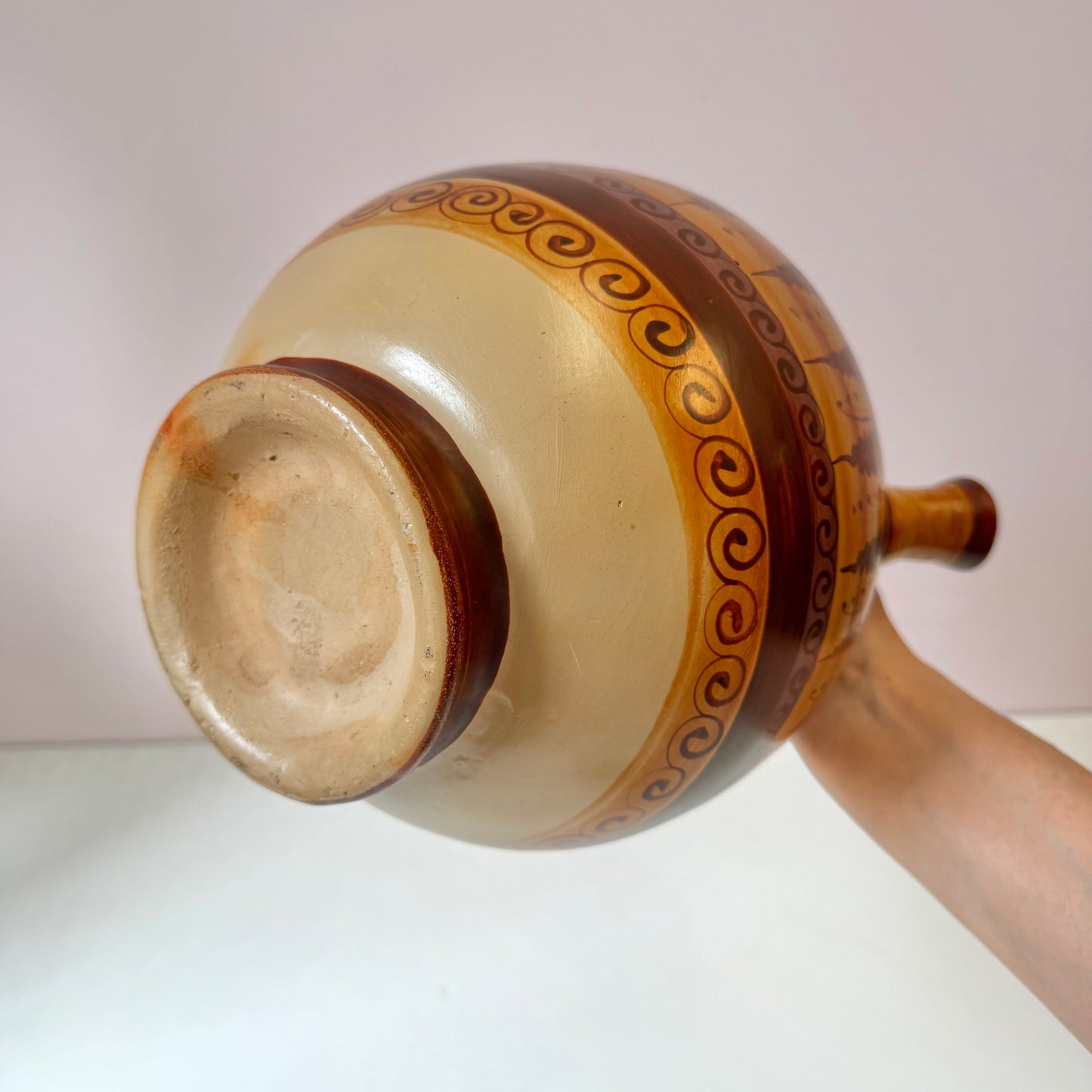 Vintage Handcrafted Mexican Tonala Clay Pottery Water Jug