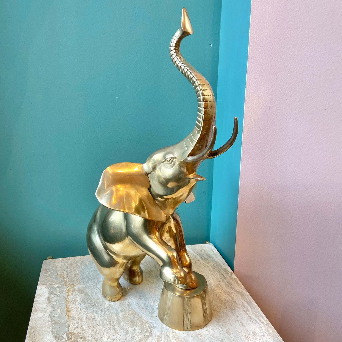 Large Vintage Brass Circus Elephant Statue