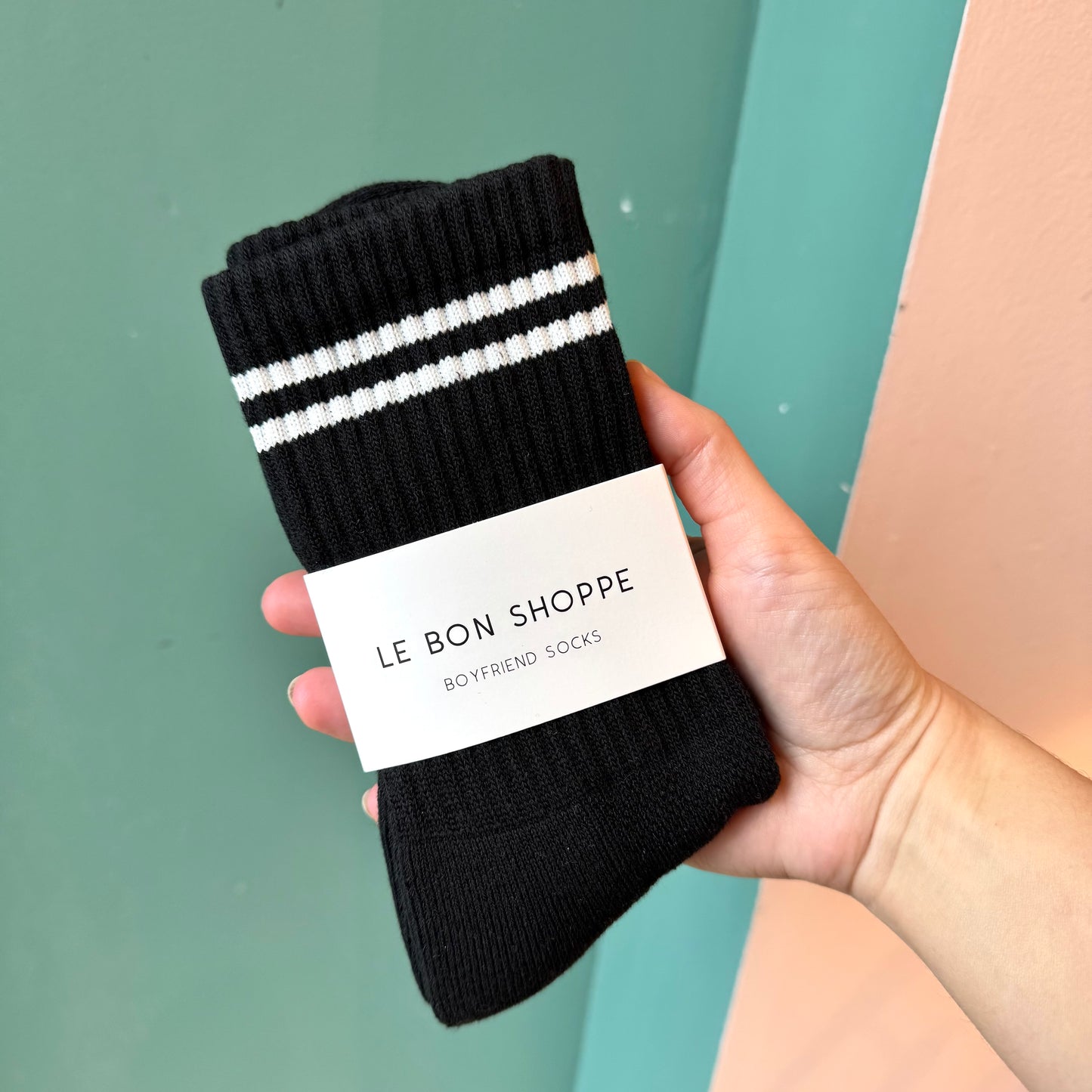 Boyfriend Socks in Black by Le Bon Shoppe