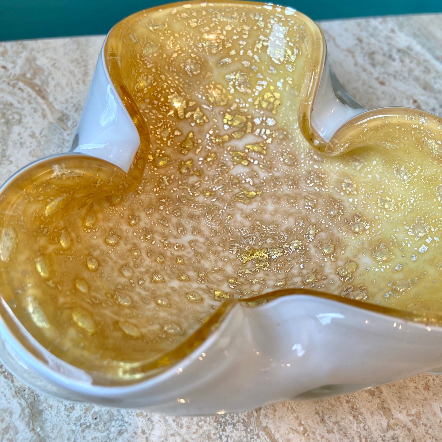 Vintage Hand Blown Murano Glass Gold Cased Ashtray/Catchall